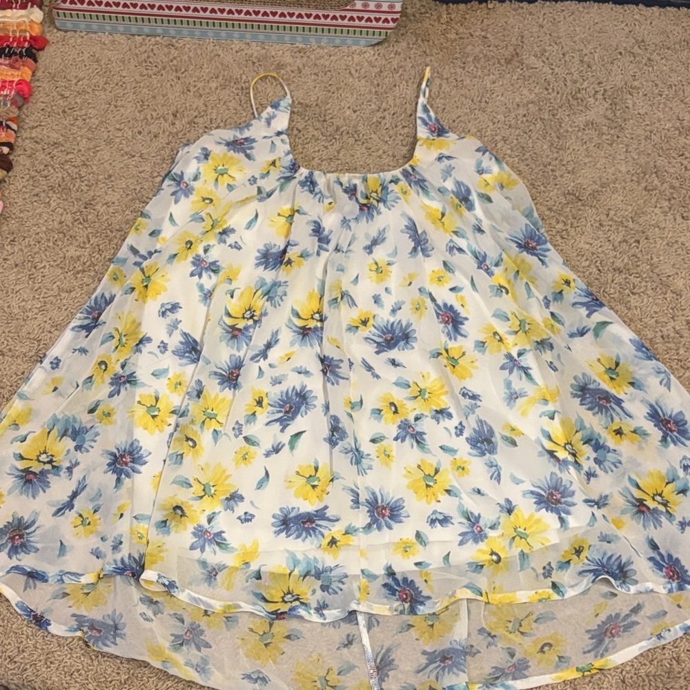 Philosophy Floral Print Sleeveless Blouse - White, Yellow, Blue - Picture 3 of 3